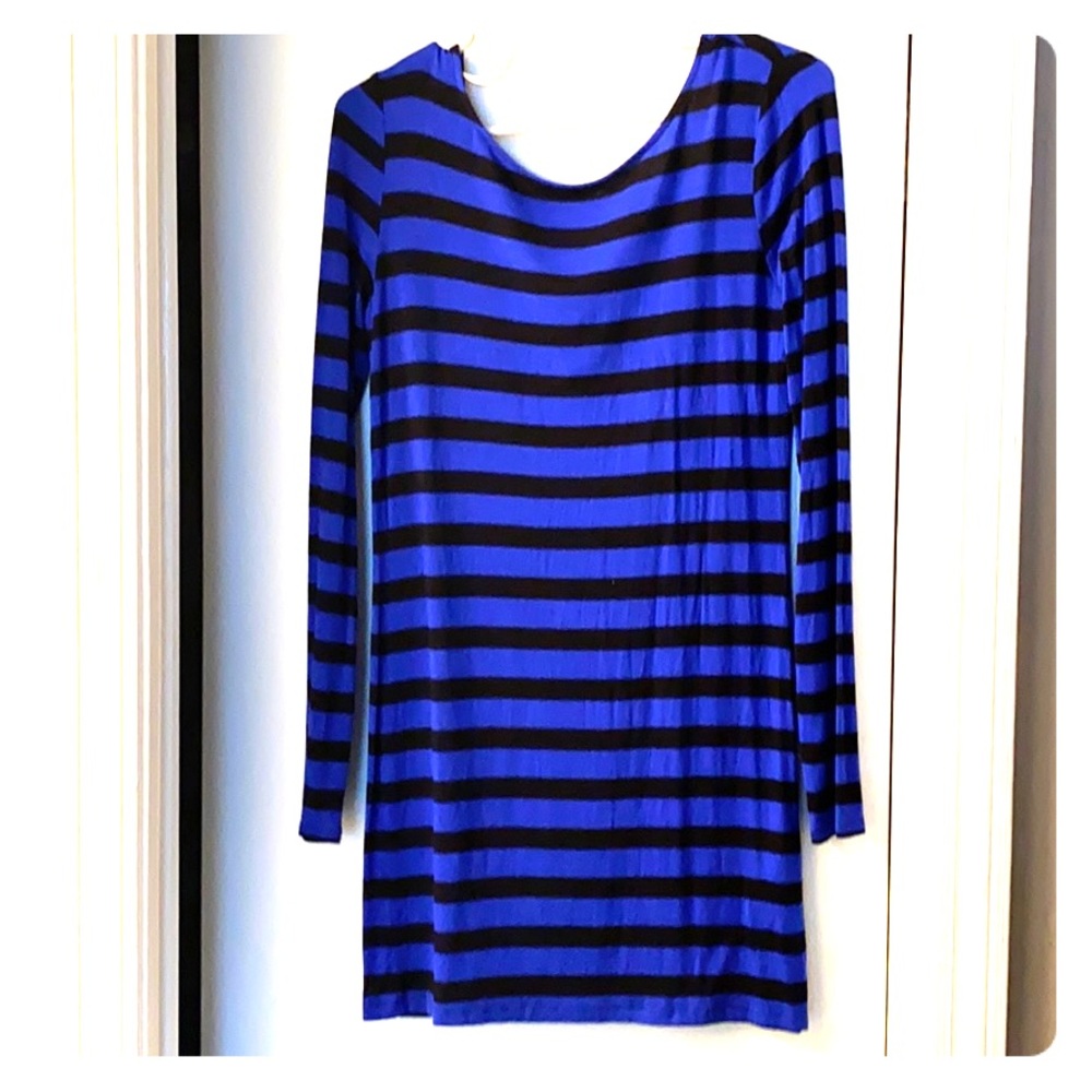 Mini black and blue striped dress